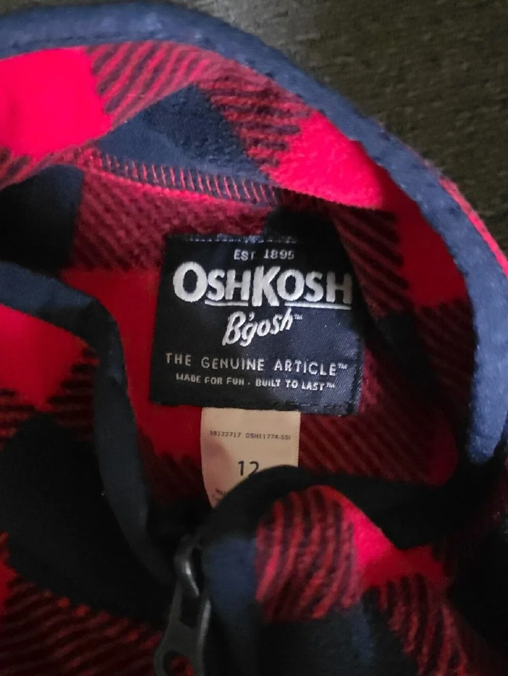 OshKosh B'gosh Red & Navy Buffalo Check Zip Jacket